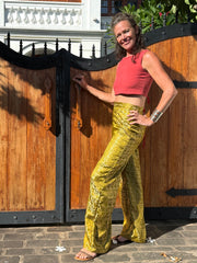 The Jackson Trouser - Upcycled Saree Textile - Golden Retro Riviera