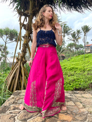 The Bobo Pant - Vintage Silk  Saree - Lanka Tropicana & Up-Cycled Collection