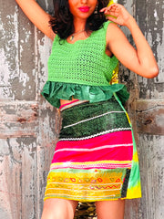 The Penelope Peplum Crochet Top - Medium - Lanka Tropicana Collection