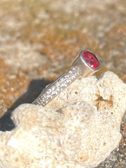 Sri Lankan Garnet & Silver Ring - Designed & Handmade by Kalumali