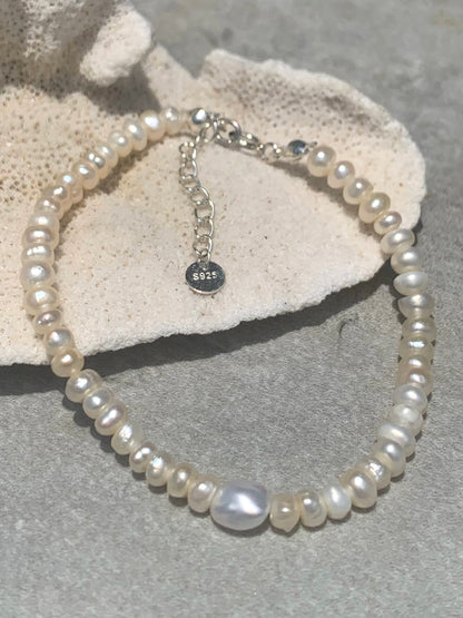 Pearl Bracelet - 100% Genuine Pearls & .925 Silver