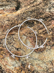 Frangipani Hoops In Silver & American Diamond - Made In Sri Lanka