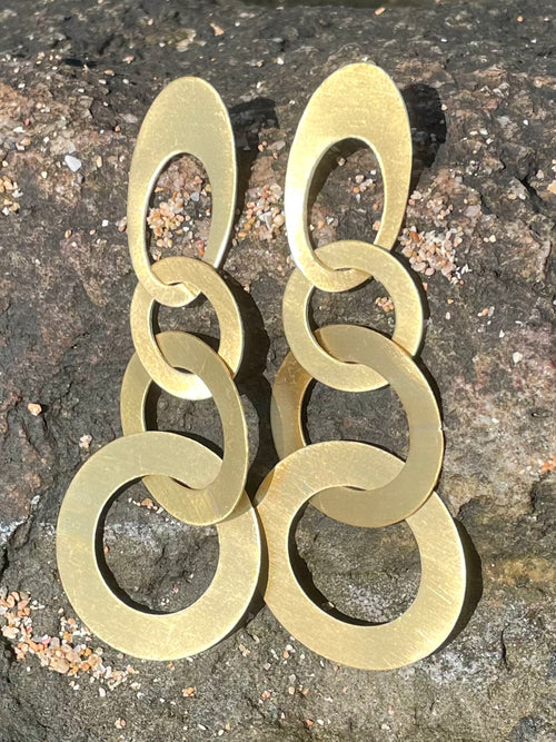 Bobo Gold Brass Dangle Hoops