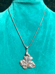 Molten Silver Floral Gem Necklace - Wendy Leherissey Design