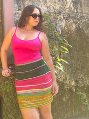 The Choli Skirt In Lime & Hot Pink - Lanka Tropicana & Up-Cycled Collection