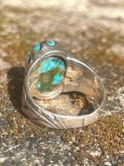 Vintage Turquoise & Silver Ring Made In South Asia