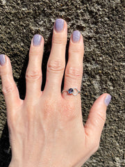 Sri Lankan Blue Spinel Silver Ring With Asymmetrical Heart Design - Made By Kalumali