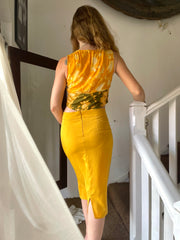 The Nina - Pencil Skirt With Shakira Hand Embroidery - Up-Cycled Collection