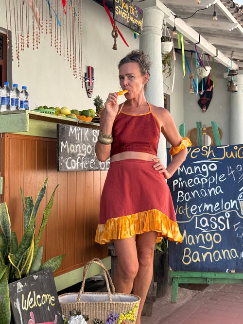 The Carmen Skirt - Upcycled - Golden Retro Riviera Collection