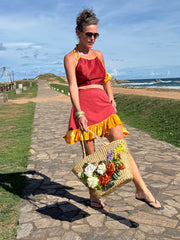 The Carmen Skirt - Upcycled - Golden Retro Riviera Collection