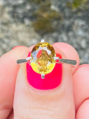 Yellow Citrine & .925 Silver Ring - Made In Sri Lanka - Kalumali Design