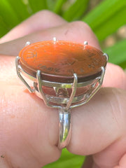 Vintage Coin Silver Ring - Authentic English Pence c. 2001 - Ring Made In Sri Lanka