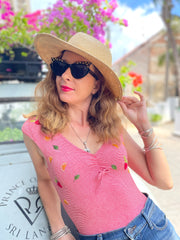 Vintage Bodysuit With Shakira Hand Embroidery - Up-Cycled Collection