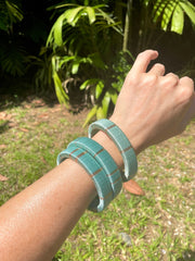 Galle Fort Bangles In Glistening Teal - Set Of Three