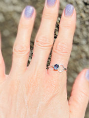 Sri Lankan Blue Spinel Silver Ring With Asymmetrical Heart Design - Made By Kalumali