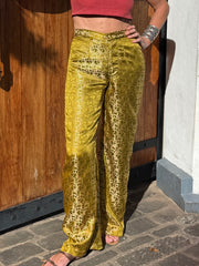 The Jackson Trouser - Upcycled Saree Textile - Golden Retro Riviera
