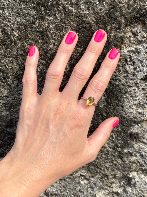 Yellow Citrine & .925 Silver Ring - Made In Sri Lanka - Kalumali Design