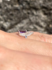 Amethyst & Cubic Zirconian Couronne .925 Silver Ring - Made In Sri Lanka - Kalumali Design