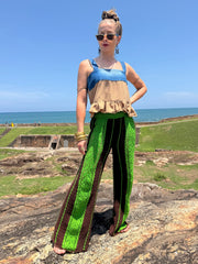 Retro Baby Doll Top - Upcycled Denim & Pants - Golden Retro Riviera Collection