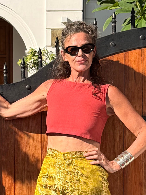 Jojo Mauve Crop - Upcycled - Golden Retro Riviera Collection