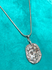 Molten Silver Face Gem Necklace - Wendy Leherissey Design