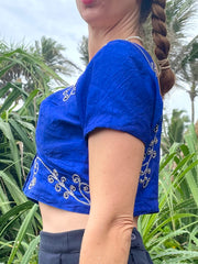 The Saila - Spiral Embroidered Saree Top - Up-Cycled Collection