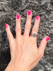 Indian Catseye, Yellow Quartz & Garnet in .925 Silver Ring - Made In Sri Lanka - Kalumali Design