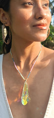 BoBo Crystal & Sterling Silver Wrap Necklace With Seed Beads - Made In Sri Lanka