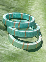 Galle Fort Bangles In Glistening Teal - Set Of Three