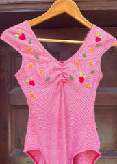 Vintage Bodysuit With Shakira Hand Embroidery - Up-Cycled Collection