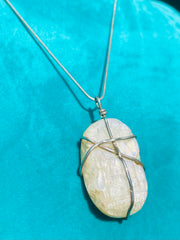 Sri Lankan Raw Moonstone Silver Wire Pendant - Kalumali Design