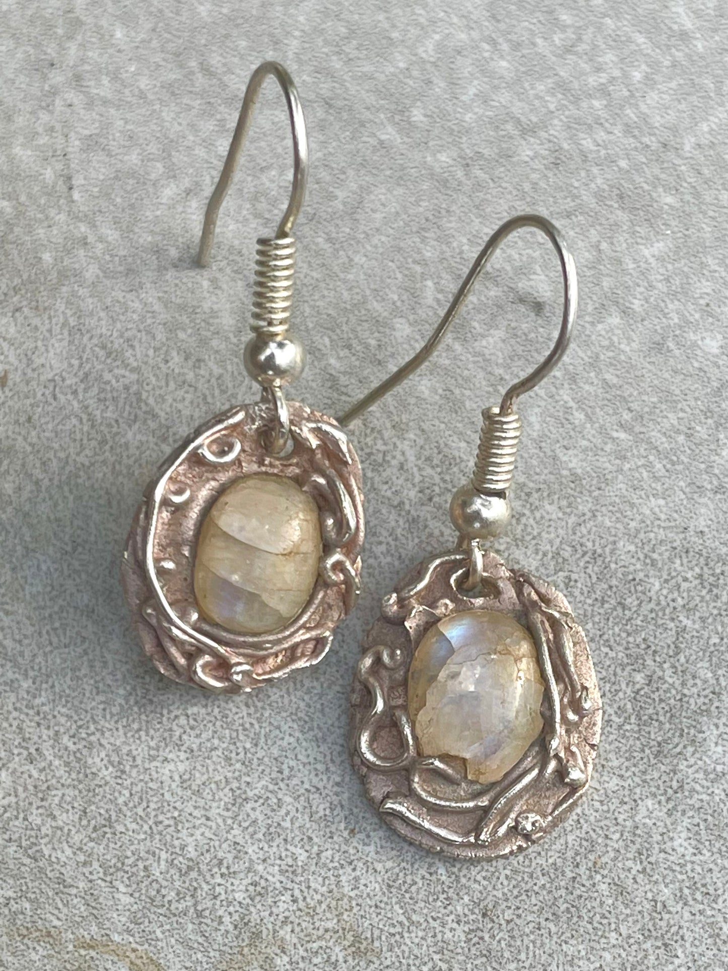 Wendy Molded Silver & Moonstone Earrings