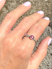 Sri Lankan Garnet & Silver Ring - Designed & Handmade by Kalumali