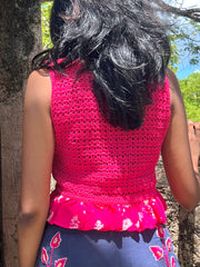 The Penelope Peplum Crochet Top - Small - Lanka Tropicana Collection