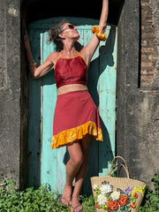 The Carmen Skirt - Upcycled - Golden Retro Riviera Collection