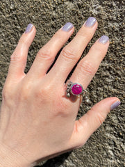 Vintage Afghan Fuscia Sterling Silver Ring With Bells