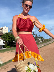 The Carmen Skirt - Upcycled - Golden Retro Riviera Collection