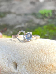 Sri Lankan Blue Spinel Silver Ring With Asymmetrical Heart Design - Made By Kalumali