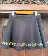The Selene - Hand Embroidered Denim Skirt - Up-Cycled Collection