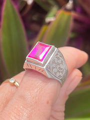 Vintage Afghan Silver And Pink Crystal Ring