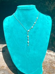 Pearl & Jade Silver Drop Necklace Made In Sri Lanka