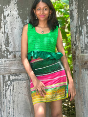 The Penelope Peplum Crochet Top - Medium - Lanka Tropicana Collection