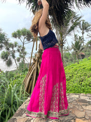 The Bobo Pant - Vintage Silk  Saree - Lanka Tropicana & Up-Cycled Collection