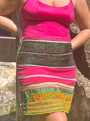 The Choli Skirt In Lime & Hot Pink - Lanka Tropicana & Up-Cycled Collection