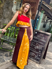Sunset Muse Maxi Skirt
 - Upcycled Bamboo Silk Textile - Golden Retro Riviera Collection