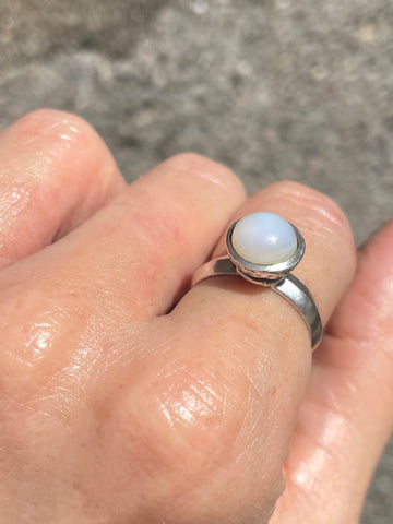 Sri Lankan White Sapphires On Silver Semi-Infinity Ring - Made In Sri Lanka