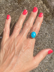 Vintage Turquoise & Silver Ring Made In South Asia