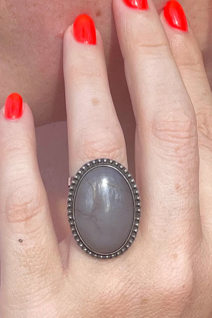 Vintage Silver And Agate Ring - New Mexico