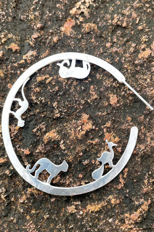 Yala Animal Hoops In Silver - Made In Sri Lanka