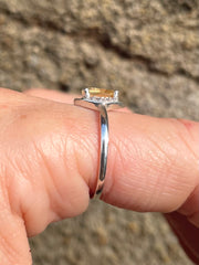 Silver .925 ring with Citrine gemstone profile view - Sri Lankan made 